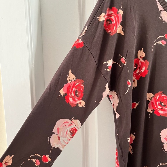 BABATON Brown Rose print 3/4 Sleeve Blouse | Size M - Picture 2 of 6